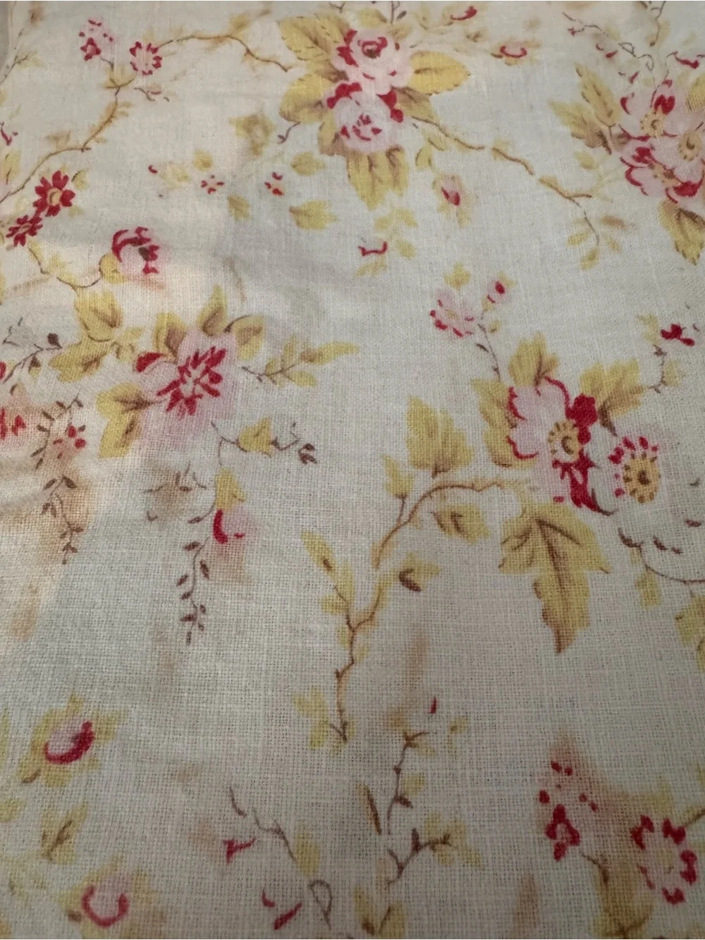 Vintage Pottery Barn King Beige and Pink Floral Duvet Set